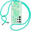 Case - BOOLING - for Samsung Galaxy S24 Ultra - Shockproof Protection - Turquoise Marble Pattern - Lanyard Included