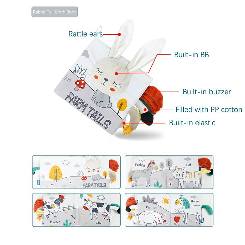 1 шт., игрушки для новорожденных, тканевая книга Монтессори, книги для чтения для новорожденных, тканевые книги