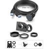 Boat Motorcycle Dual Ports Round USB 3.0 Car Dashboard Extension Cable Panel Flush Mount