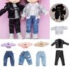 Kids Gift Toys Clothes Accessories Doll Jeans PU Leather Jackets Fashion Ripped Pants Hoodies