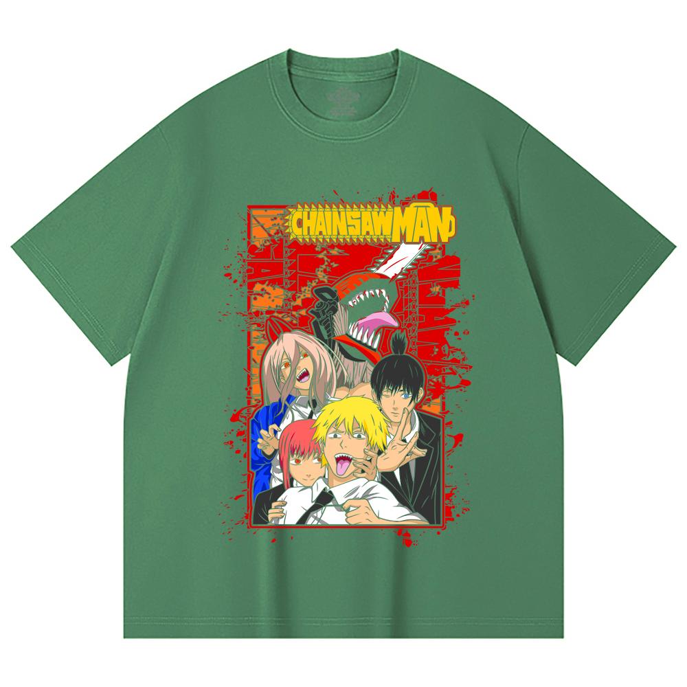 230 Gsm 100% Cotton Chainsaw Man V26 Print Unisex Heavy Cotton T Shirt