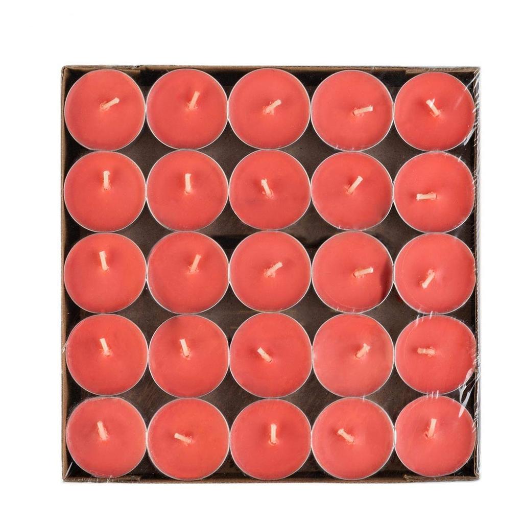 Hwagui Tealight Candles, Aluminum Cups, 50 Tea Candles, Commercial Grade, Unscented, Burn Time: 2-8 Hours or More (4hO-red)