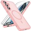 Protective Case - BOOLING - for Samsung Galaxy A36 5G - Pink - Magnetic Ring - 2 Tempered Glasses