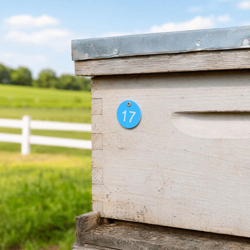 20Pcs ABS Numbered Tag Labels Blue Hanging Identification Tags Farm Livestock Tags Beekeeping