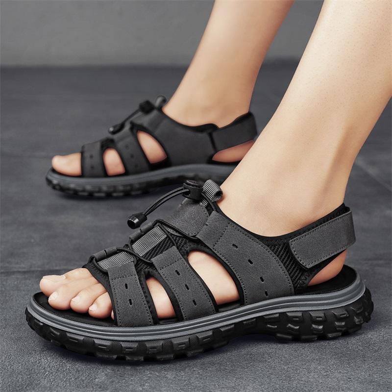 Мода 2024 года, новые сандалии ручной работы, мужские дышащие летние туфли, мужские сандалии для отдыха на открытом воздухе, противоскользящие пляжные сандалии, полые туфли