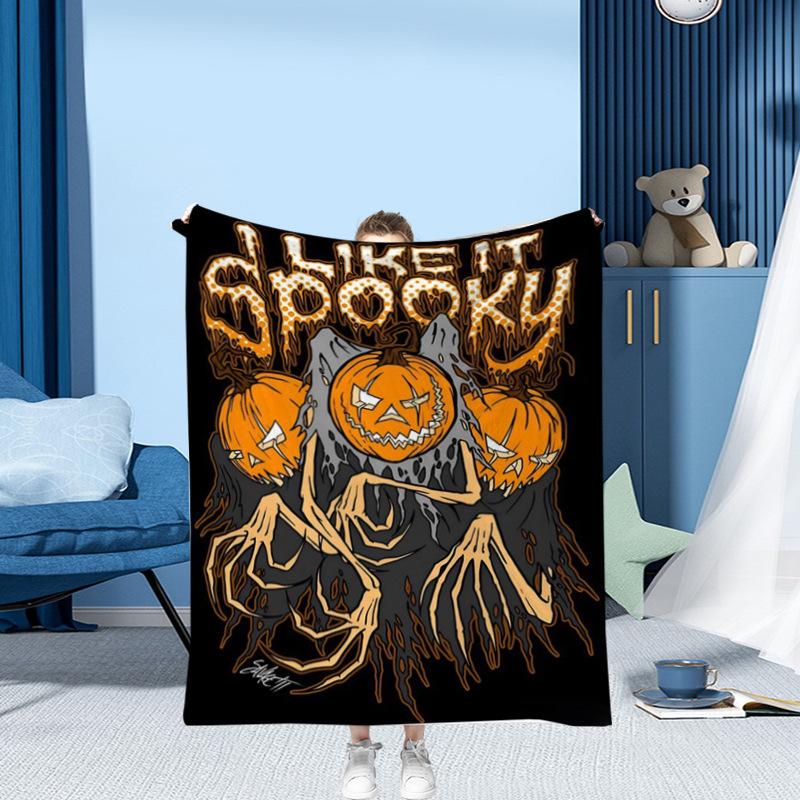 Halloween Pumpkin Head Series Printed Blanket for Sofa Bed Travel Camping Living Room Office Conditioning Blanket