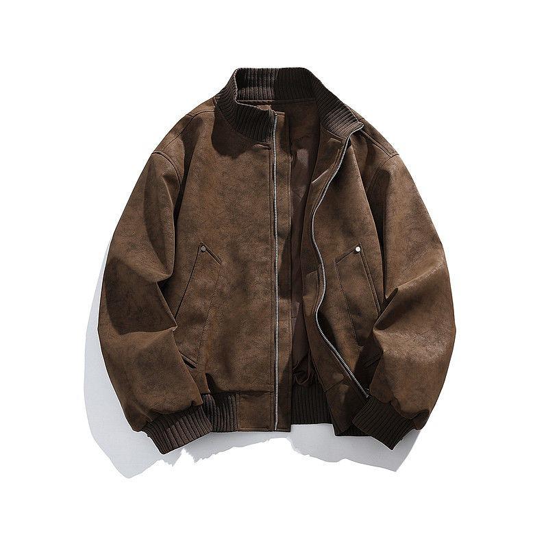 Унисекс Ретро Пилотская Куртка-Бейсболка из Искусственной Кожи с Воротником-Стойкой - Осенне-Зимняя Коллекция