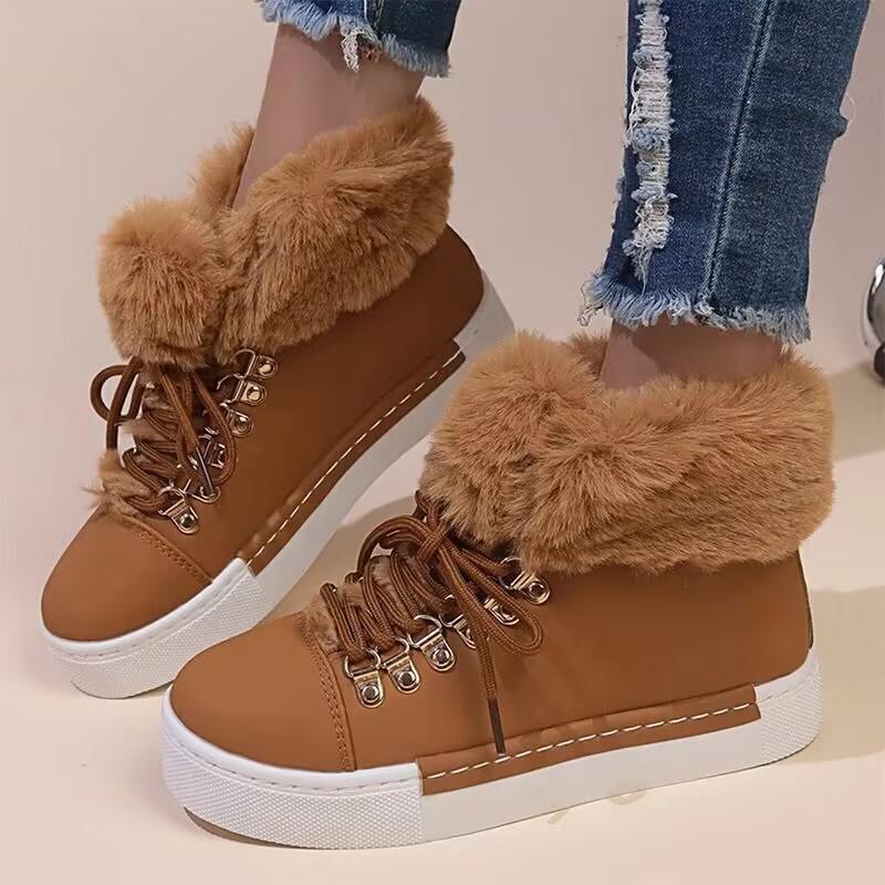 Spot 2025 autumn and winter new flat-bottomed thick-soled short boots women's fleece warm collar buckle strap-on muffin snow boots