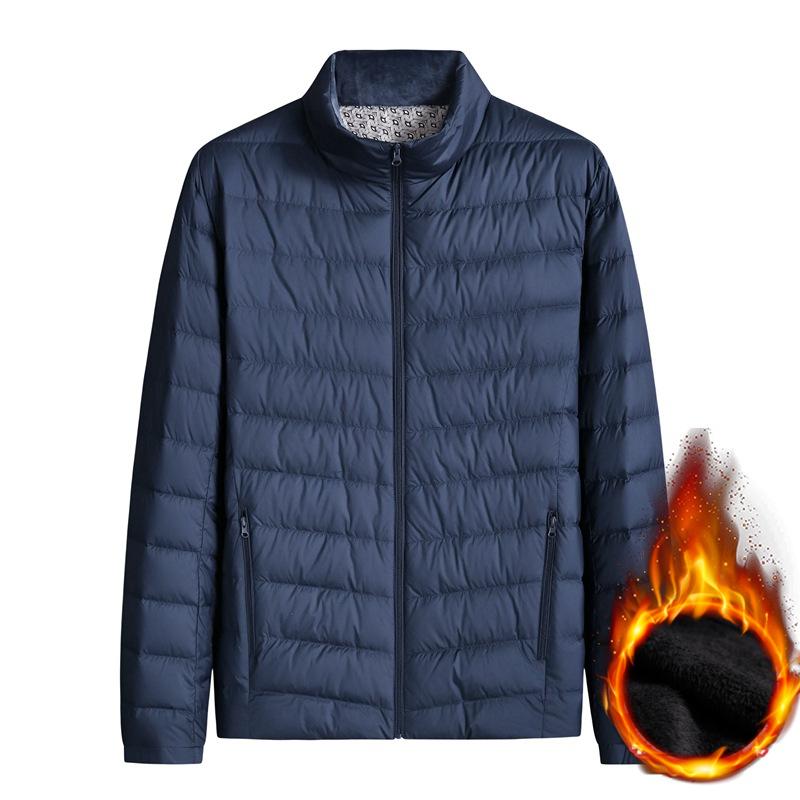 Плюс размер 7XL Высококачественная белая утиная пуховая легкая куртка-пуховик Мужская теплая куртка Свободная осенне-зимняя тонкая куртка с воротником-стойкой