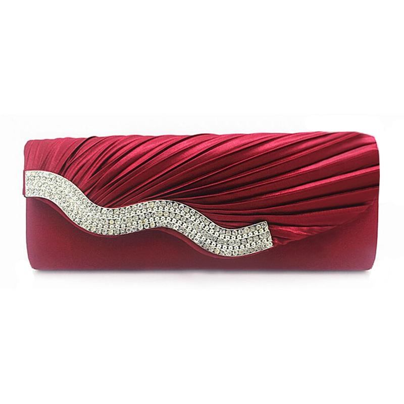 Rhinestone Hand Satin Wedding Purse Bridal Party Chain Dinner Clutch Vintage Bolsos Evening Handbag