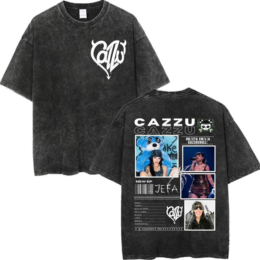 Винтажные стираные футболки Cazzu Latinaje Tour Мужские Женские Модные Эстетичные Футболки Летние Повседневные Свободные Хлопковые Футболки