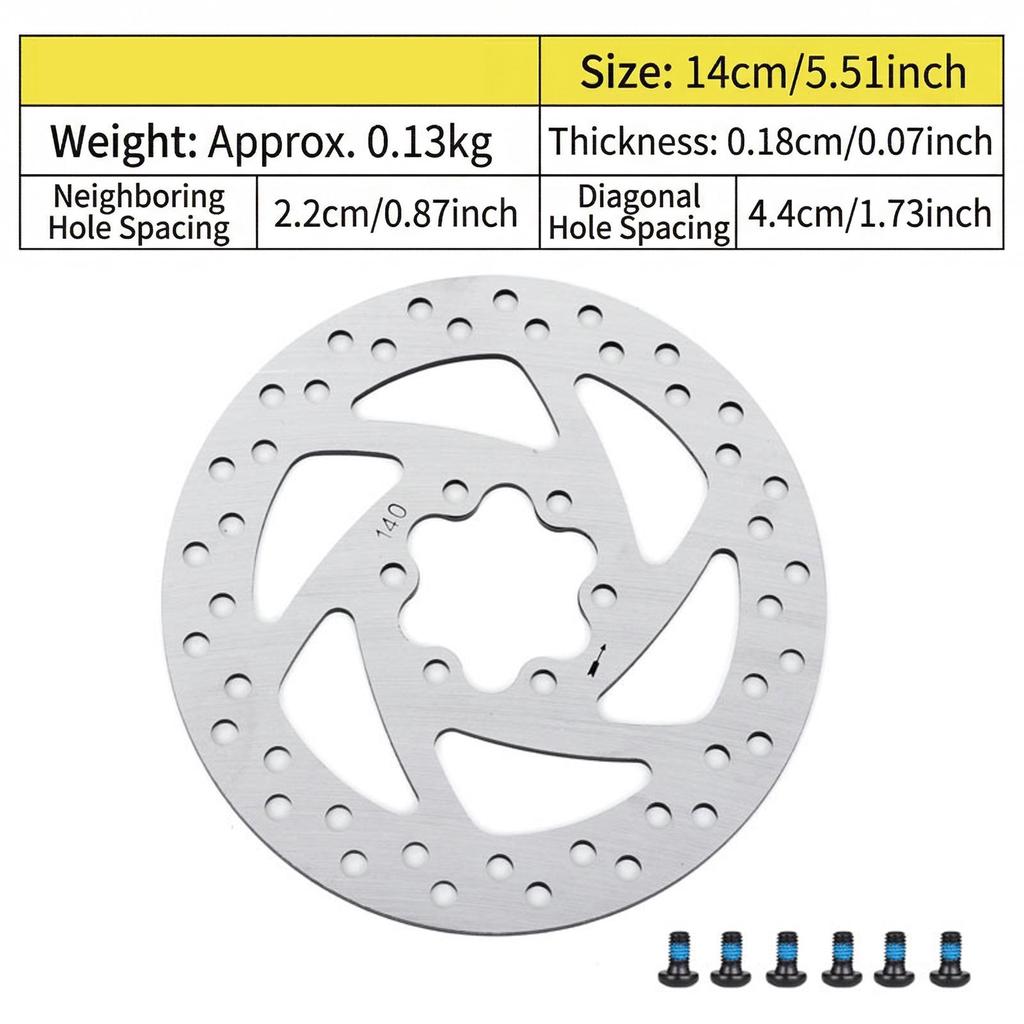 Six-Bolt Disc Brake Rotor for Mountain Bikes Oil Brake System Heat Dissipation Durable