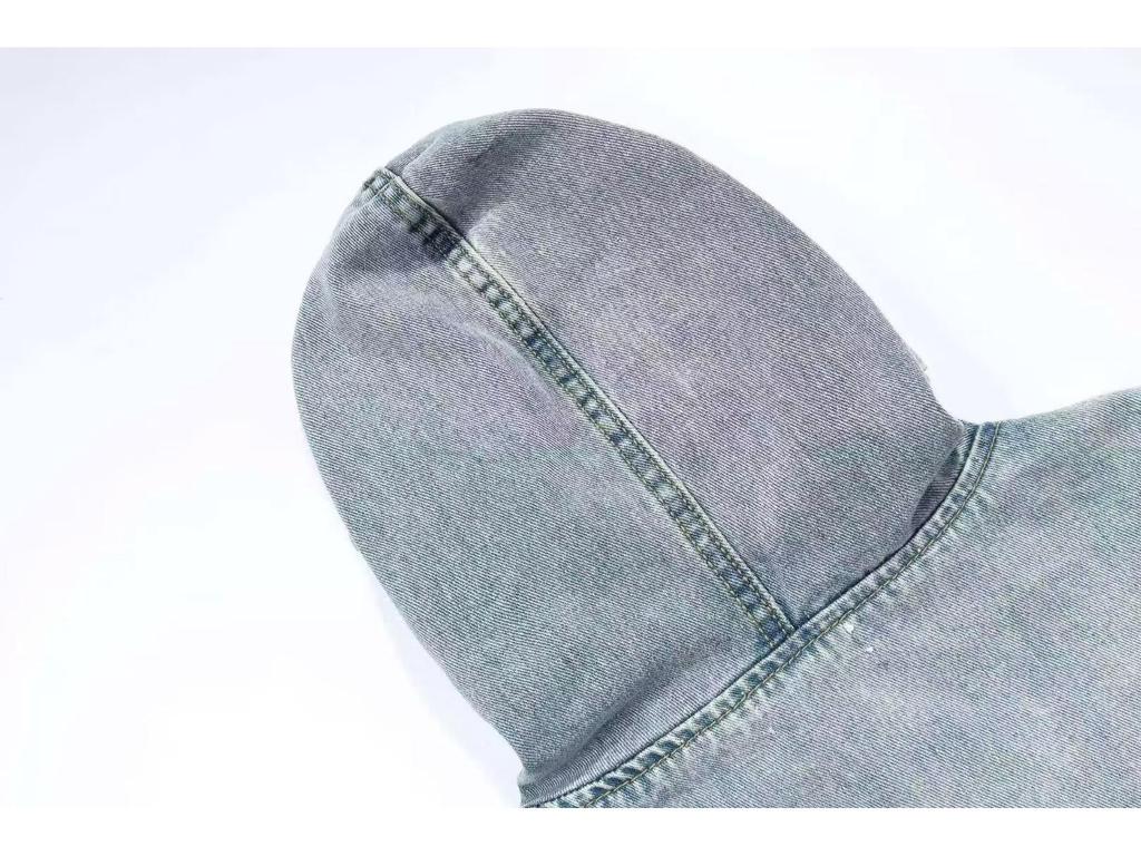 Men's Retro Hong Kong Hooded Denim Jacket - Japanese Style, Loose Fit Pullover for Spring/Autumn.