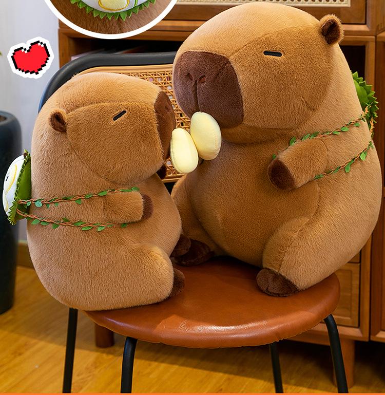 Креативная плюшевая игрушка-кукла Капибара в шапке из дуриана для фестивалей