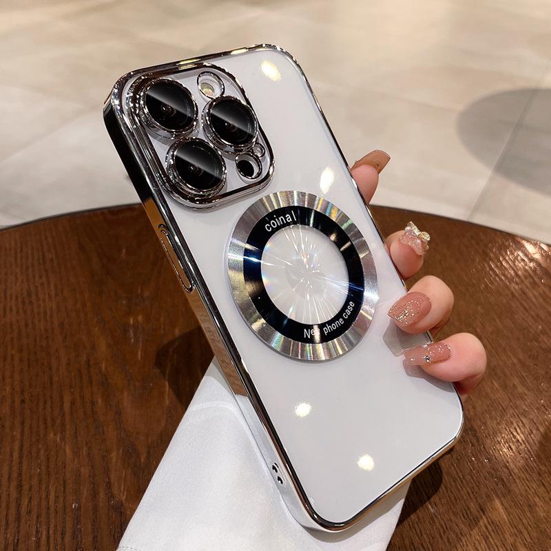 Подходит для Apple 15 Магнитный чехол для мобильного телефона Беспроводная зарядка Прозрачный Защитный чехол для iPhone 16 Promax 14 Силиконовый Противоударный