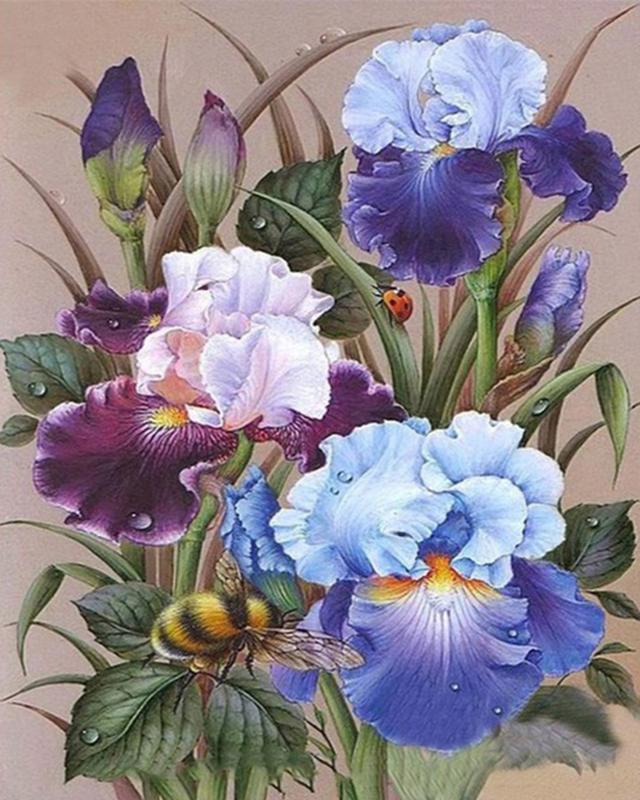 5D DIY Алмазная картина Полный дрель Круглый цветок Алмазная вышивка Полный набор Вышивка крестом Стразы Мозаика Домашний декор