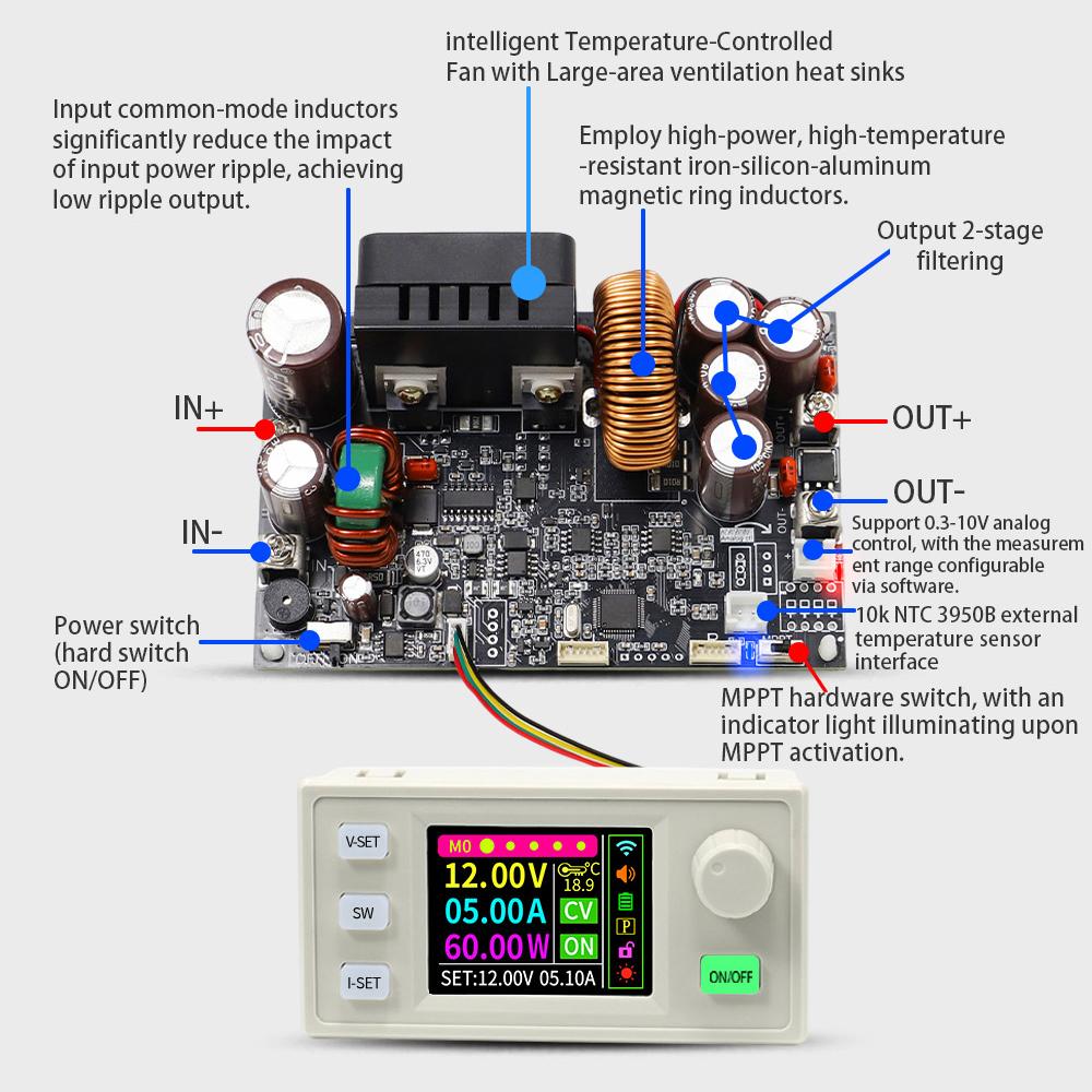 XY7025S 1750W 25A CNC BUCK DC Power Supply Adjustable CV CC CW Step-Down Converter MPPT Charging 12-85V To 0-70V WIFI 485 IR
