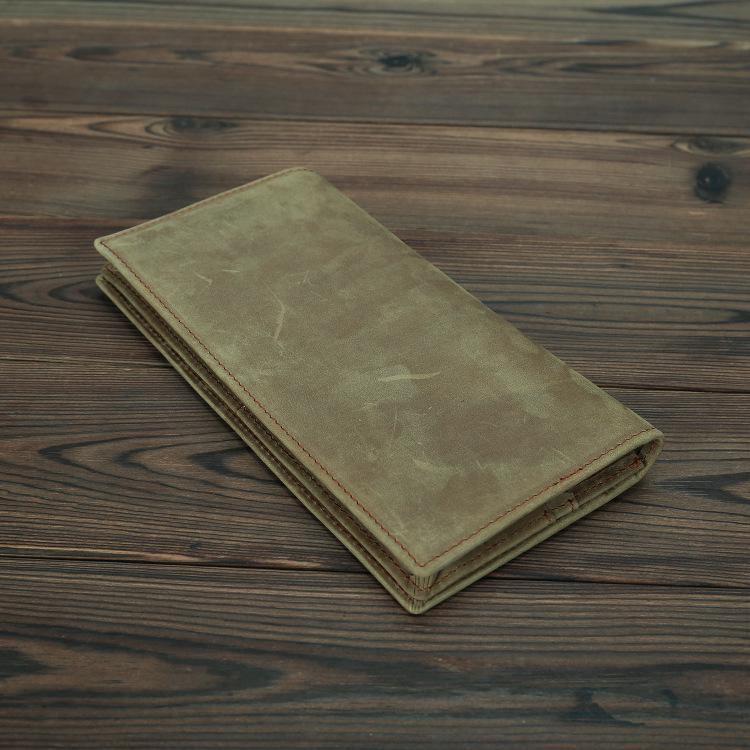 Винтажный мужской кошелек-бифолд из кожи Crazy Horse - Натуральный кошелек из коровьей кожи высшего качества, длинный, с зажимом для денег