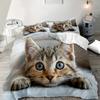 3pcs Lovely Cat 3D Printed Bedding Set Comfortable Breathable Duvet Cover King Queen Twin Single Size Bithday Gift Bedroom Decor