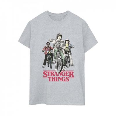 Netflix Женская/Дамская Хлопковая Футболка Бойфренда Stranger Things в Ретро Байкерском Стиле