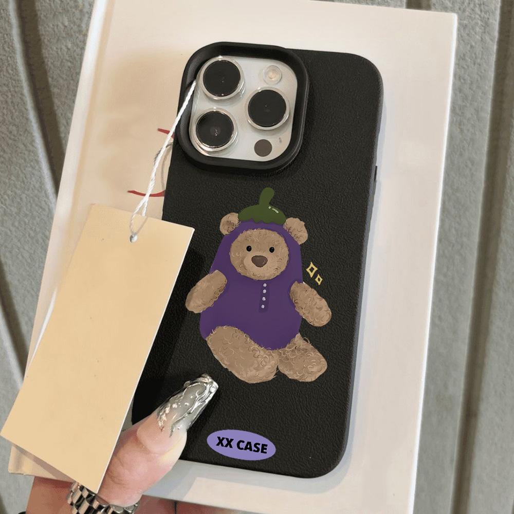 Чехол для телефона Cute Panda Leather для iPhone 16 Pro, чехол для iPhone 13, 11, 12, 14, 15 Pro Max, 16 Plus, карамельный цвет, ударопрочный, мягкий чехол