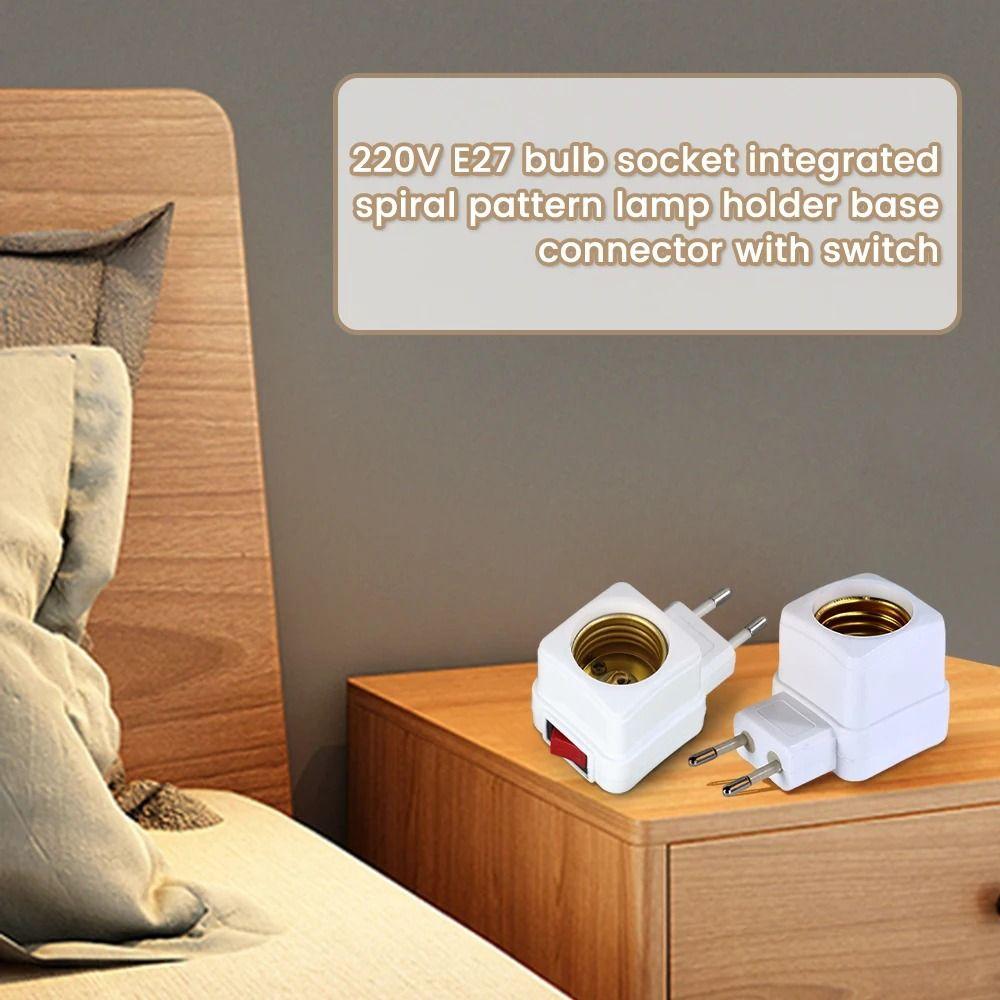 1/2Pcs Spiral Pattern Bulb Socket EU Plug Adapter E27 Thread Connector Durable Lamp Base