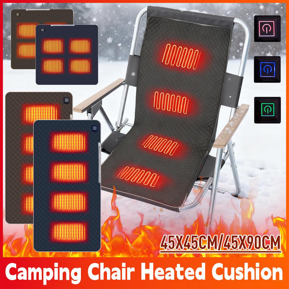 Кемпинговый стул с подогревом, 4 зоны подогрева, USB электрическая грелка, зимняя термо-греющая подушка для сиденья, 3 режима регулировки температуры