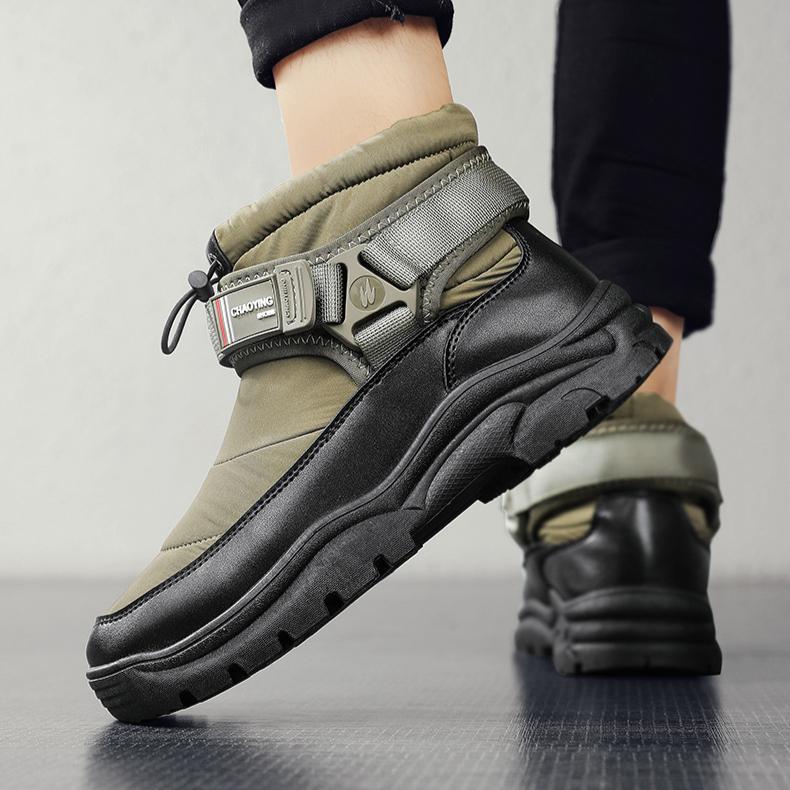 Мужские зимние теплые ботинки для снега, водонепроницаемые ботинки по щиколотку, нескользящие короткие ботинки с меховой подкладкой для мужчин, легкие уличные спортивные ботинки для пешего туризма