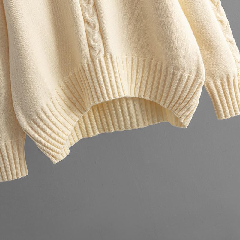 Осень-зима ленивый ветер свободный полувысокий воротник свитер костюм женский однотонный длинный рукав твист трикотажная юбка комплект из двух частей