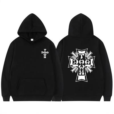 Новое худи Dogtown Og с принтом логотипа черного и белого цвета для мужчин и женщин, флисовая уличная одежда на осень и зиму