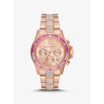Крупные часы Everest с паве Rose Gold-Tone MK7211