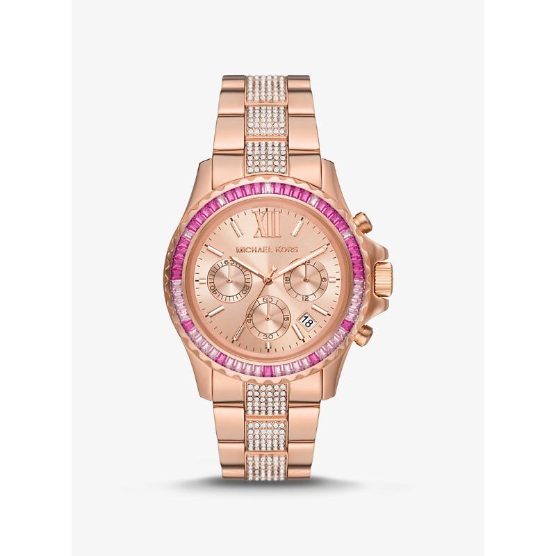 Michael Kors Крупные часы Everest с паве Rose Gold-Tone MK7211