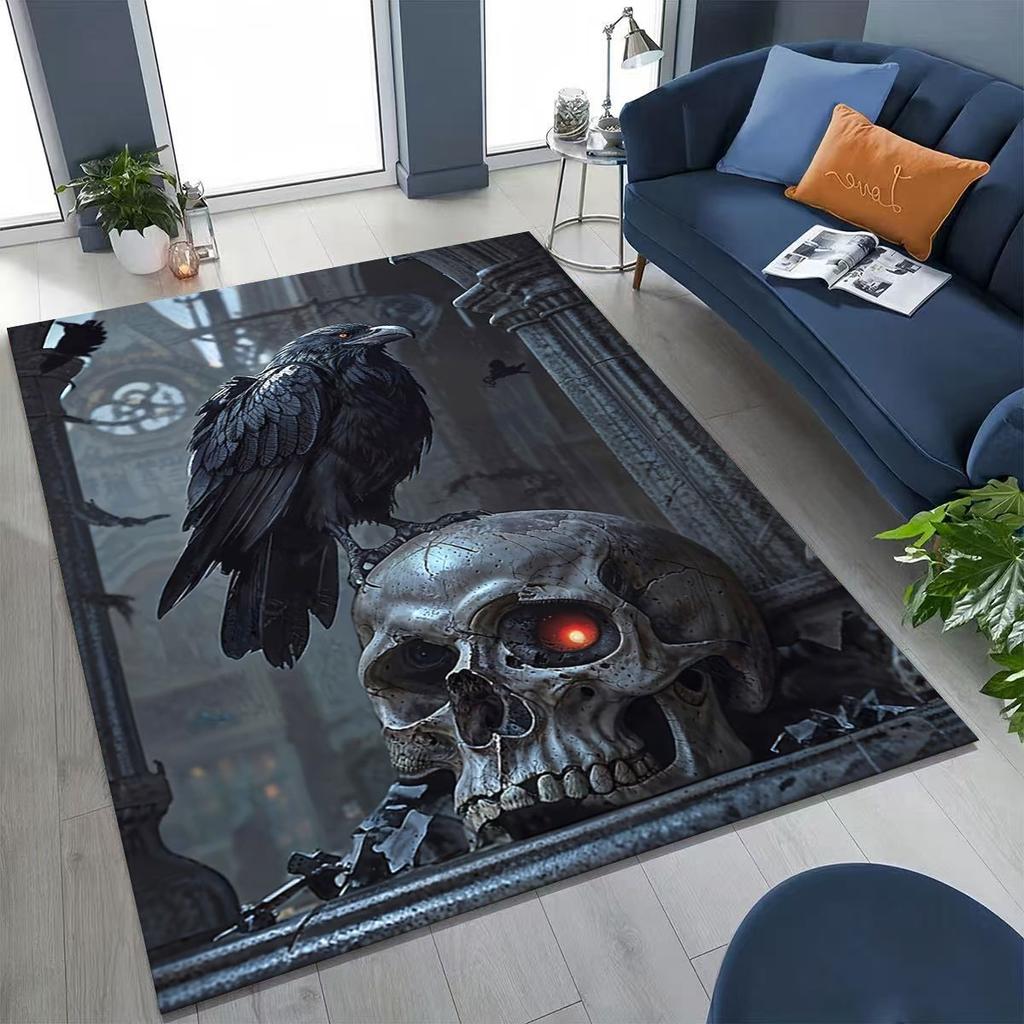 Viking Oding Raven Crow Huginn Muninn Norse Mythology Rug for Bedroom Living Room Sofa Home Doormat Decor,Kid Non-slip Floor Mat