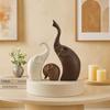Home Décor Elephant Family Matte Finish Ceramic Figurines - (Set of 3, Matte Brown)