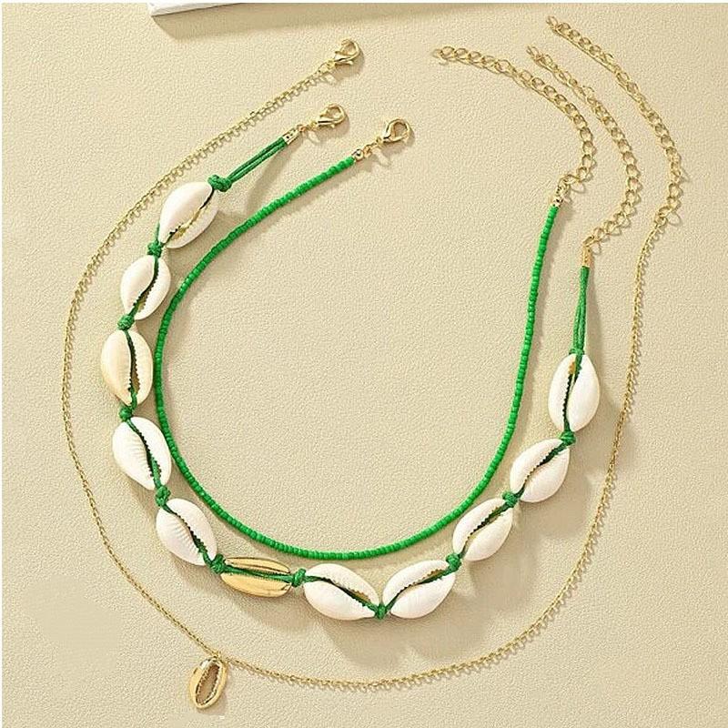 Stylish And Simple Bohemian Hand-Woven Shell Beaded Collarbone Chain Personalized Geometric Street Shot Ladies Necklace