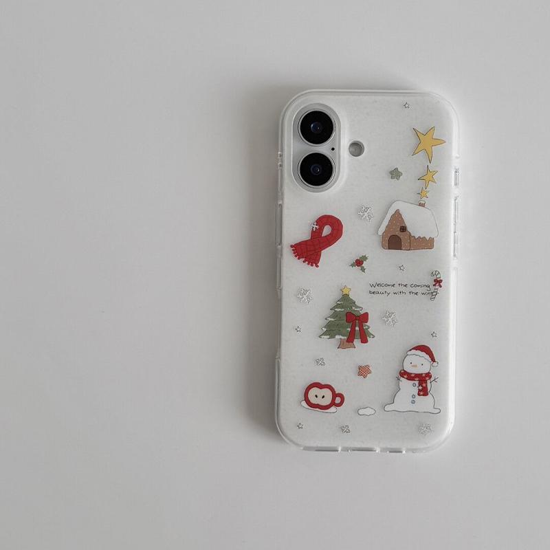 Новый INS Мультяшный Чехол-Снежинка на Рождество Для iPhone17 Air 16 Pro 15 13 12 14 11 Pro Max Ударопрочный Мягкий Бампер Funda