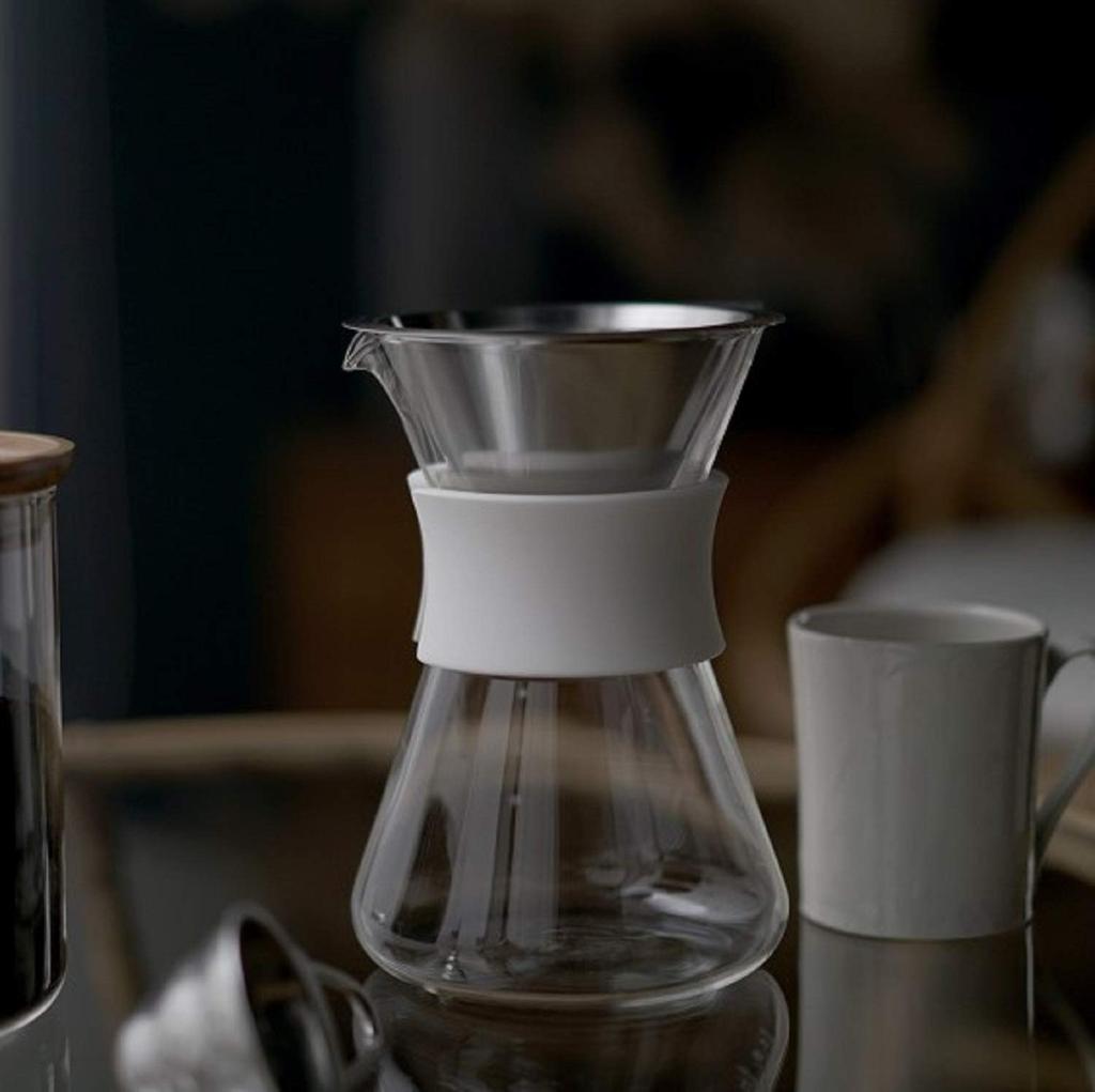 HARIO Glass Coffee 400ml with dripper and decanter set and band Maker, capacity, White, (S-GCM-40-W)