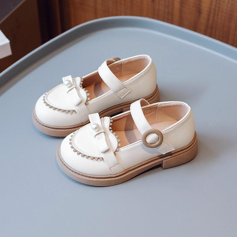 Детские туфли из кожи для девочек Love Pearl Bow 2024, новые универсальные туфли в стиле Лолиты, простые и элегантные, свадебные туфли принцессы, детские, шикарные, из искусственной кожи