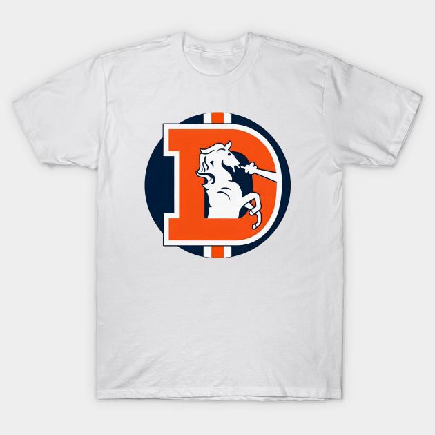 Asian Size Men Black Print T-shirt Denver Broncos No-Cut Heat Transfer Print Cotton Tshirt