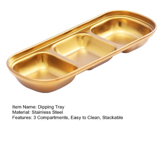 Поднос из нержавеющей стали с 3 отделениями, легко моется, штабелируется, соусница, органайзер, подставка для посуды
