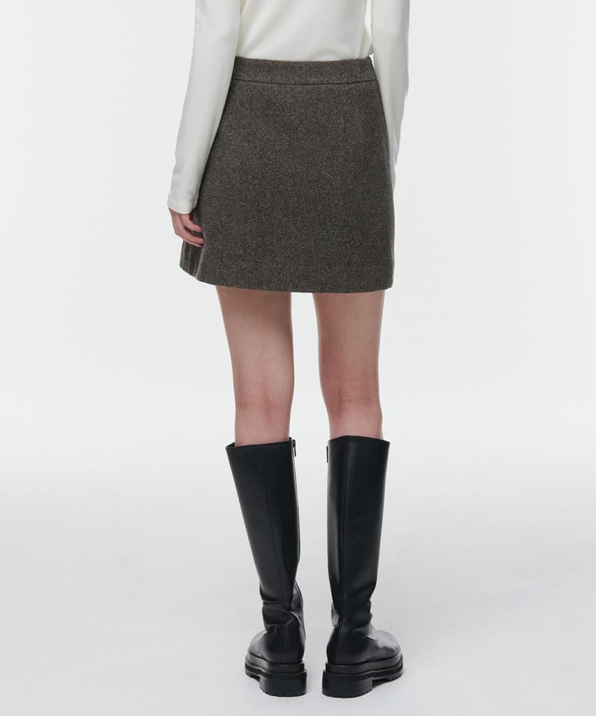 Musinsa Standard Woman Women'S Wool Blend Tweed Mini Skirt [Brown]