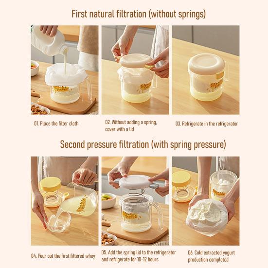 Сито для греческого йогурта с мелкой сеткой и крышкой-прессом, пластик без BPA, сепаратор сыворотки для домашнего сыра, соевого молока, компактный кухонный инструмент
