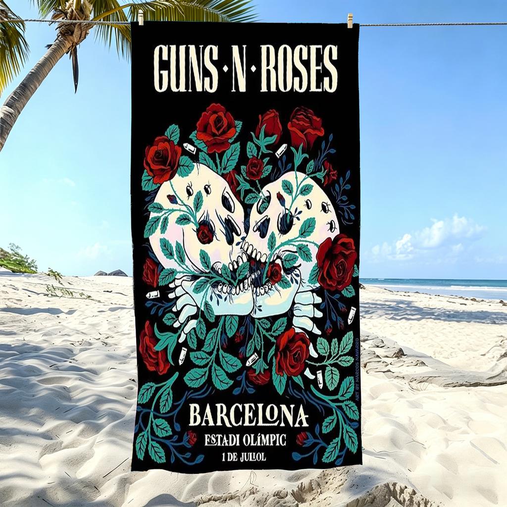 1 шт. G-Guns N Roses Барселона Олимпийский стадион Пляжное полотенце Микрофибра Быстросохнущее Классическое Банное полотенце Hard Rock для Бассейна Пляжа Путешествий
