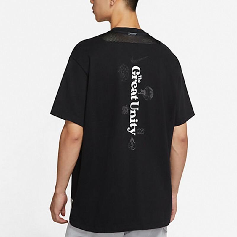 Nike Повседневная спортивная футболка с круглым вырезом и геометрическим принтом, мужские топы, черный DM7898-010