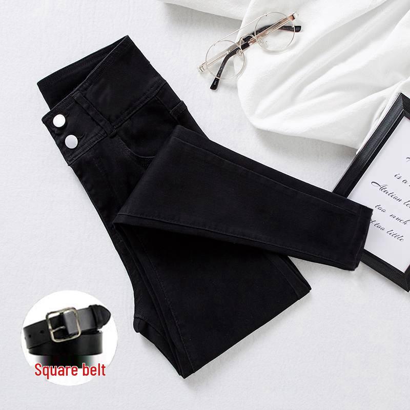 Сине-серые джинсы скинни bootcut с высокой талией для женщин: На флисовой подкладке, Утепленные, Стройнящие, Зауженные к низу – Коллекция Осень/Зима 2022.