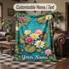 Water Lily Pond Theme Throw Blanket Custom Name Text Personalized Blanket Soft Cozy Blanket for Home Sofa Bed