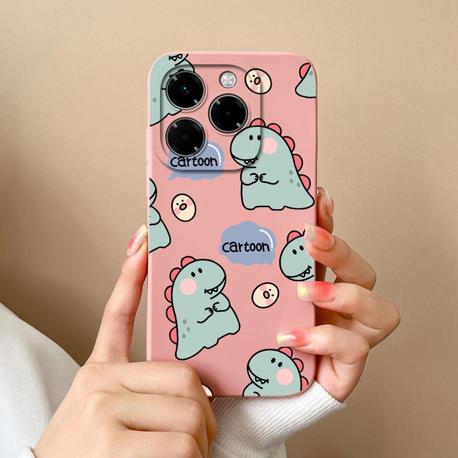 For Infinix Note 40X Zero 40 Hot 50 50i Pro Plus Smart 9 5G 4G Phone Cases Popular Cartoon Dinosaur Cute Style Liquid Silicone Covers For Infinix Capa
