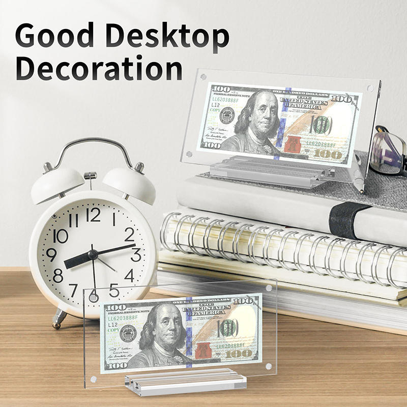 Акриловый прозрачный держатель для купюр с основанием, рамка для фотографий, держатель для билетов, настольный декор