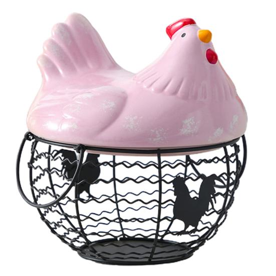 Корзина для хранения яиц с ручкой Большая вместительная нержавеющая, устойчивая к коррозии корзина для сбора яиц с полыми отверстиями