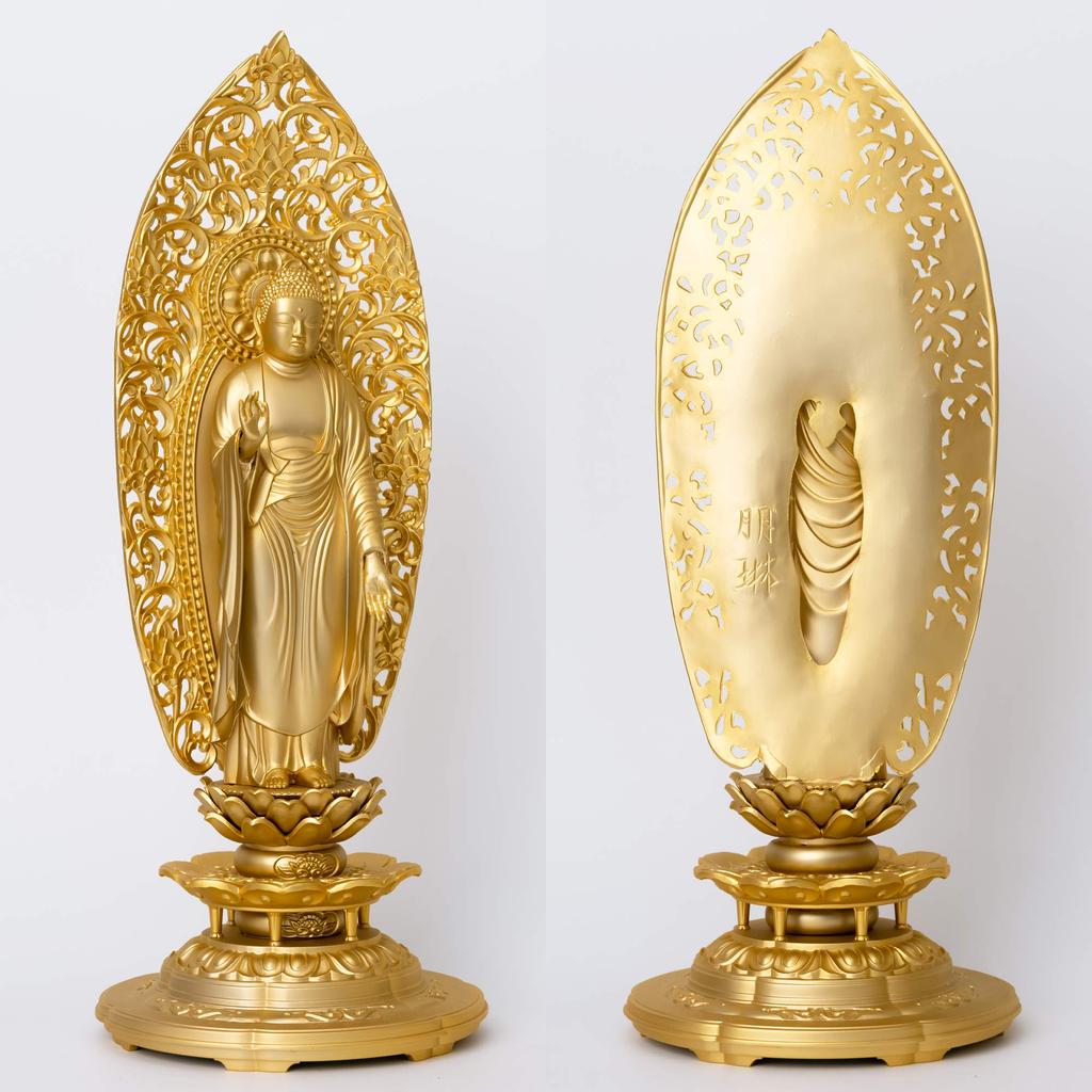 Статуя Будды Амида Нёрай 25 см буддийский Томорин Мацухиса Прототип медной посуды Такаока (позолоченный/24К золото) скульптор _ "Секта Дзёдо/Дзимунэ" (Амида